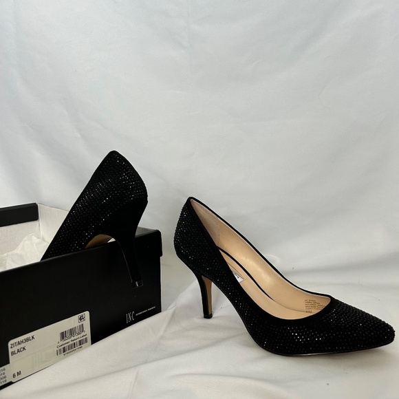 INC International Concepts Black‎ Embellished Pointed Toe Pumps, Size 6M - Picture 6 of 8